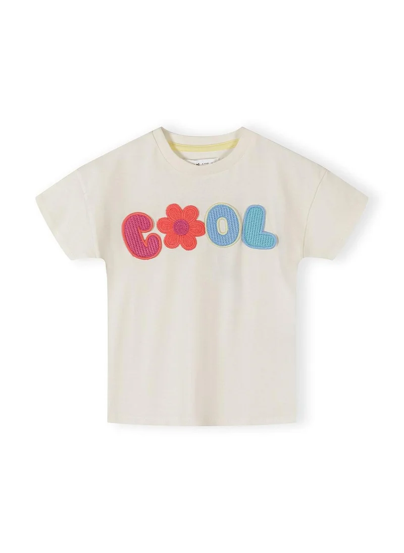 مينوتي Girls lightweight cotton t-shirt offwhite with crochet detail 3m-7y